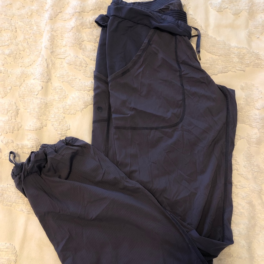 Lululemon size 6 dance studio pant with fold over waist band. Like new.